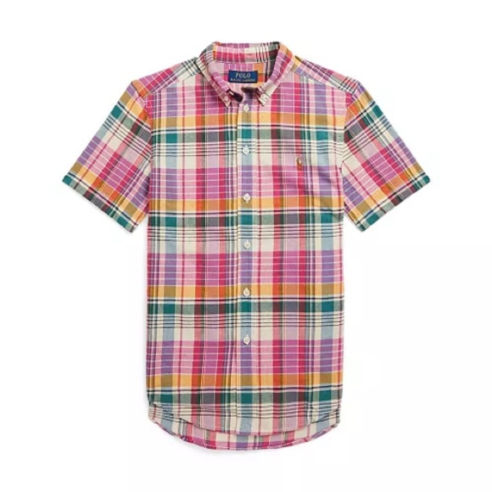 Polo Ralph Lauren Cotton Madras Short-Sleeve Button Down Shirt size 4